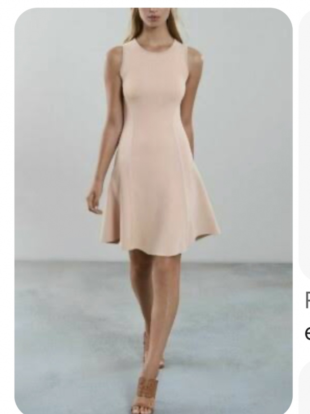 NWT NM Reiss pinkish nude knit fit flare minimalist dress L $370